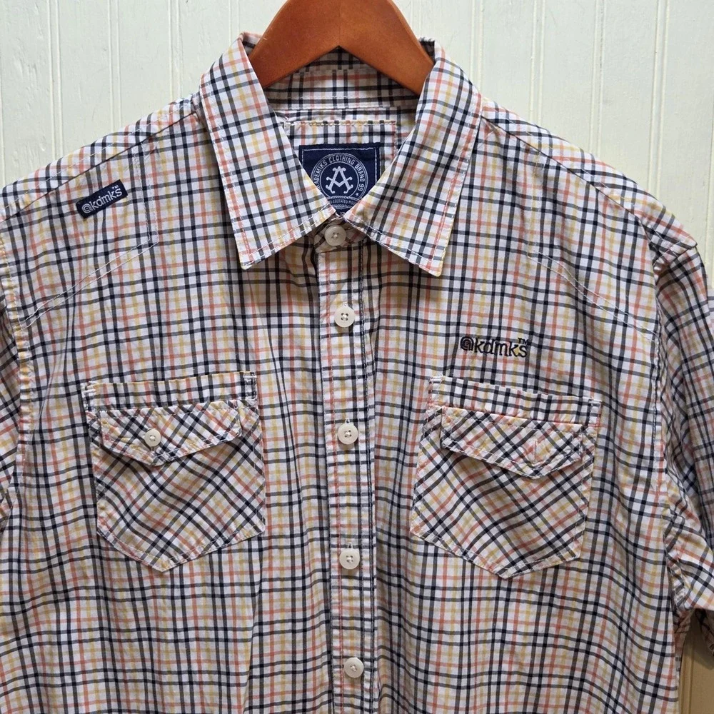 Akademiks Shirt Mens XL Multicolor‎ Plaid Short Sleeve Button Up Cotton Casual